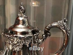 6 Pièces Vintage Wallace Baroque Silverplate Tea Set De Café Creamer Sugar Tray