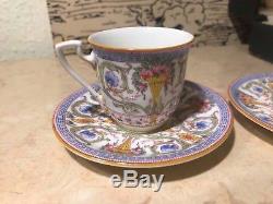 6 Tasses 6 Soucoupe Rare Vintage Royal Worcester Porcelaine Café Mocca Expresso