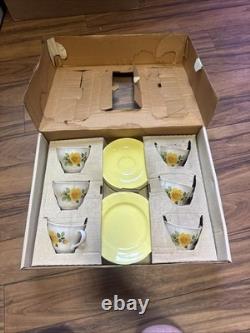 6 tasses à thé vintage John Tams fabriquées en Angleterre, ensemble de tasses à café Clyde jaune