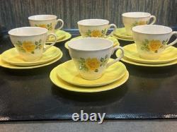 6 tasses à thé vintage John Tams fabriquées en Angleterre, ensemble de tasses à café Clyde jaune