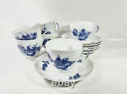 6x Royal Copenhagen Blue Flower 8261 Coffee Cup And Saucer Scandinavian Design