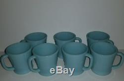 7 Vintage Fire King Bleu Delphite D Poignée Azurite Mugs À Café Cups Anchor Set