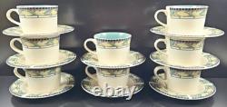 8 Tasses et Soucoupes Pfaltzgraff Forest Ensemble Vintage Floral Vert Vaisselle à Café Thé Lot
