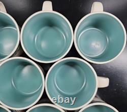 8 Tasses et Soucoupes Pfaltzgraff Forest Ensemble Vintage Floral Vert Vaisselle à Café Thé Lot