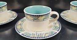 8 Tasses et Soucoupes Pfaltzgraff Forest Ensemble Vintage Floral Vert Vaisselle à Café Thé Lot