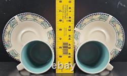 8 Tasses et Soucoupes Pfaltzgraff Forest Ensemble Vintage Floral Vert Vaisselle à Café Thé Lot