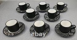 8 x ensembles tasse à espresso et sous-tasse Habitat Japon vintage Scraffito inutilisés