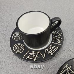 8 x ensembles tasse à espresso et sous-tasse Habitat Japon vintage Scraffito inutilisés