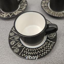 8 x ensembles tasse à espresso et sous-tasse Habitat Japon vintage Scraffito inutilisés