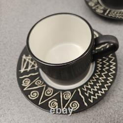 8 x ensembles tasse à espresso et sous-tasse Habitat Japon vintage Scraffito inutilisés