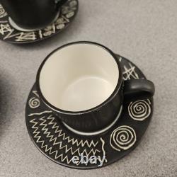8 x ensembles tasse à espresso et sous-tasse Habitat Japon vintage Scraffito inutilisés