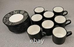 8 x ensembles tasse à espresso et sous-tasse Habitat Japon vintage Scraffito inutilisés