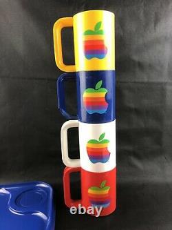 80's Apple Computer Rainbow Set Coffee Cup Mug Macintosh Logo Vintage Rare