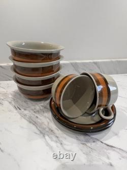 8x Ensemble Rorstrand Vintage Annika Bols, Soucoupes et Tasses des Années 1970 Retro Suède