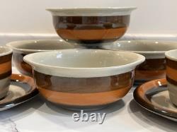 8x Ensemble Rorstrand Vintage Annika Bols, Soucoupes et Tasses des Années 1970 Retro Suède