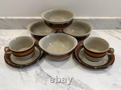 8x Ensemble Rorstrand Vintage Annika Bols, Soucoupes et Tasses des Années 1970 Retro Suède