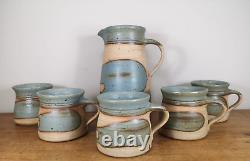 Alan Brough, Ensemble de café en poterie vintage Newlyn Studio vers 1980, lien St Ives/Leach
