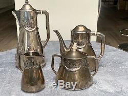 Allemand Vintage En Argent Massif Thé / Café Set C. 1900