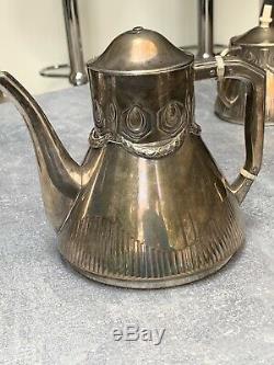 Allemand Vintage En Argent Massif Thé / Café Set C. 1900