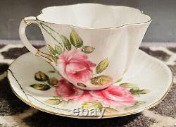 Ancien Vintage Shelley Rambler Rose Tea Cup & Saucer Set Made In England Mint