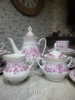 Ancien ensemble de thé et café russe soviétique vintage avec 6 tasses