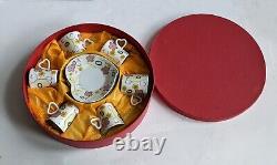 Ancien service à thé/café en porcelaine fine vintage 12 pièces 6 tasses et 6 sous-tasses avec boîte
