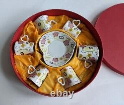 Ancien service à thé/café en porcelaine fine vintage 12 pièces 6 tasses et 6 sous-tasses avec boîte