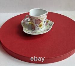 Ancien service à thé/café en porcelaine fine vintage 12 pièces 6 tasses et 6 sous-tasses avec boîte