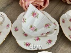 Antique Foley Dainty Rose Coffee Set For 6 Vintage China Cups Soucoupes Shelley