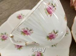 Antique Foley Dainty Rose Coffee Set For 6 Vintage China Cups Soucoupes Shelley