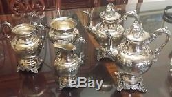 Antique Tea Pot Tray Service À Café Vintage Argenté