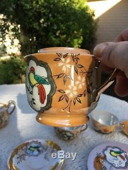 Antique Vintage Peint À La Main Porcelaine Japonaise Thé Ou Café Set
