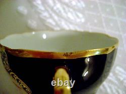Antique Vtg Bavière Allemande Lindner Kueps HP Porcelaine Cobalt Blue Tea Coffee Set