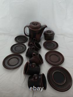 Arabia Finland Ruska Service à café et thé 14 pièces, pot et tasses, Ulla Procopé, vintage MCM