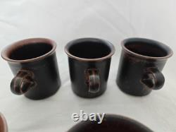 Arabia Finland Ruska Service à café et thé 14 pièces, pot et tasses, Ulla Procopé, vintage MCM