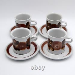 Arabie Finlande Anemone Espresso Cups Saucers Ensemble De 4 Précope Vintage Midcentury