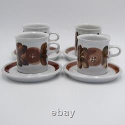 Arabie Finlande Anemone Espresso Cups Saucers Ensemble De 4 Précope Vintage Midcentury