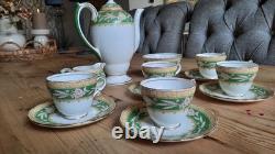 Art déco vintage Grosvenor China verte Duchess service à café pour cinq, daté de 1938