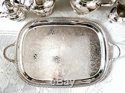 Assiette À Café Vintage Silver Plate Tea Avec Plateau Et Sacs À Poussière Poole Silver Co