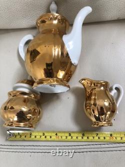 Bavière Authentique 8 - Service à café/thé vintage en or, 3 pièces