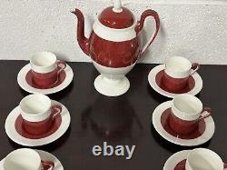 Beau service à café vintage en porcelaine Wedgwood rubis