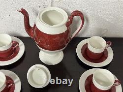 Beau service à café vintage en porcelaine Wedgwood rubis