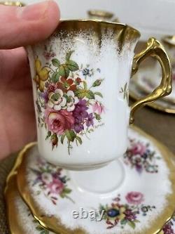 Beaux services de tasses à thé Hammersley Lady Patricia Vintage signés Howard 18 pièces