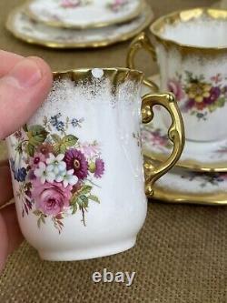 Beaux services de tasses à thé Hammersley Lady Patricia Vintage signés Howard 18 pièces