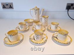 Bel Ensemble de Café Burleigh Ware Zenith Art Déco Vintage Rare et Immaculé