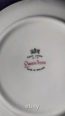 Bel ensemble de thé/café en porcelaine de bone china Vintage Queen Anne, 18 pièces, en boîte