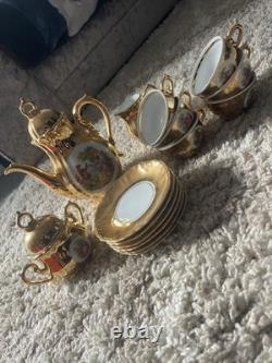 Bel ensemble de thé/café vintage Bondware en fine porcelaine étrangère, meilleur porcelaine dorée