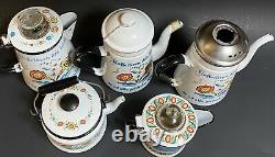 Berggren Kaffetaren Vintage Enamelware Café Pot Steamer Suédois Ensemble De 5