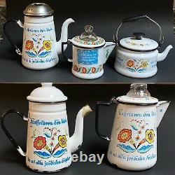 Berggren Kaffetaren Vintage Enamelware Café Pot Steamer Suédois Ensemble De 5