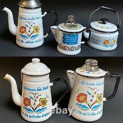 Berggren Kaffetaren Vintage Enamelware Café Pot Steamer Suédois Ensemble De 5